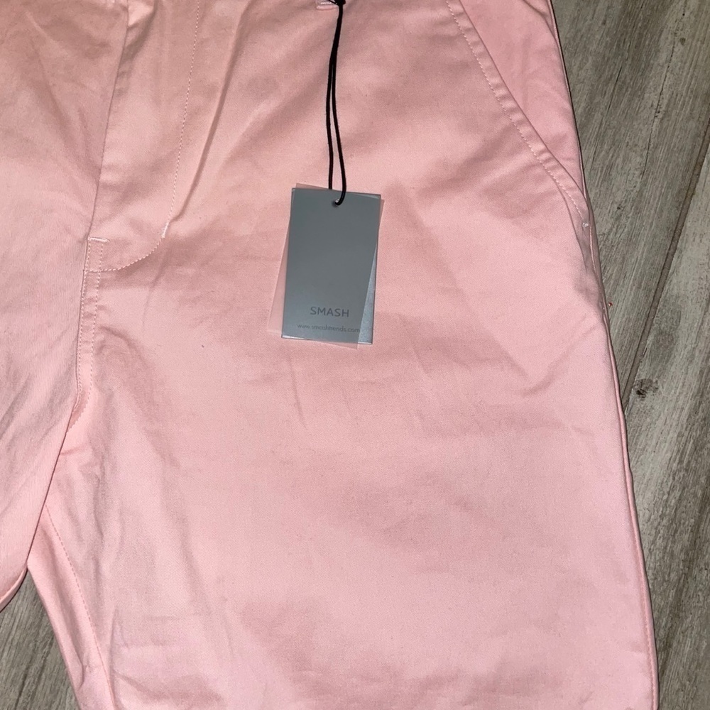 New Mens Smash Chino Shorts Pink flat front Se 36 - Picture 2 of 8